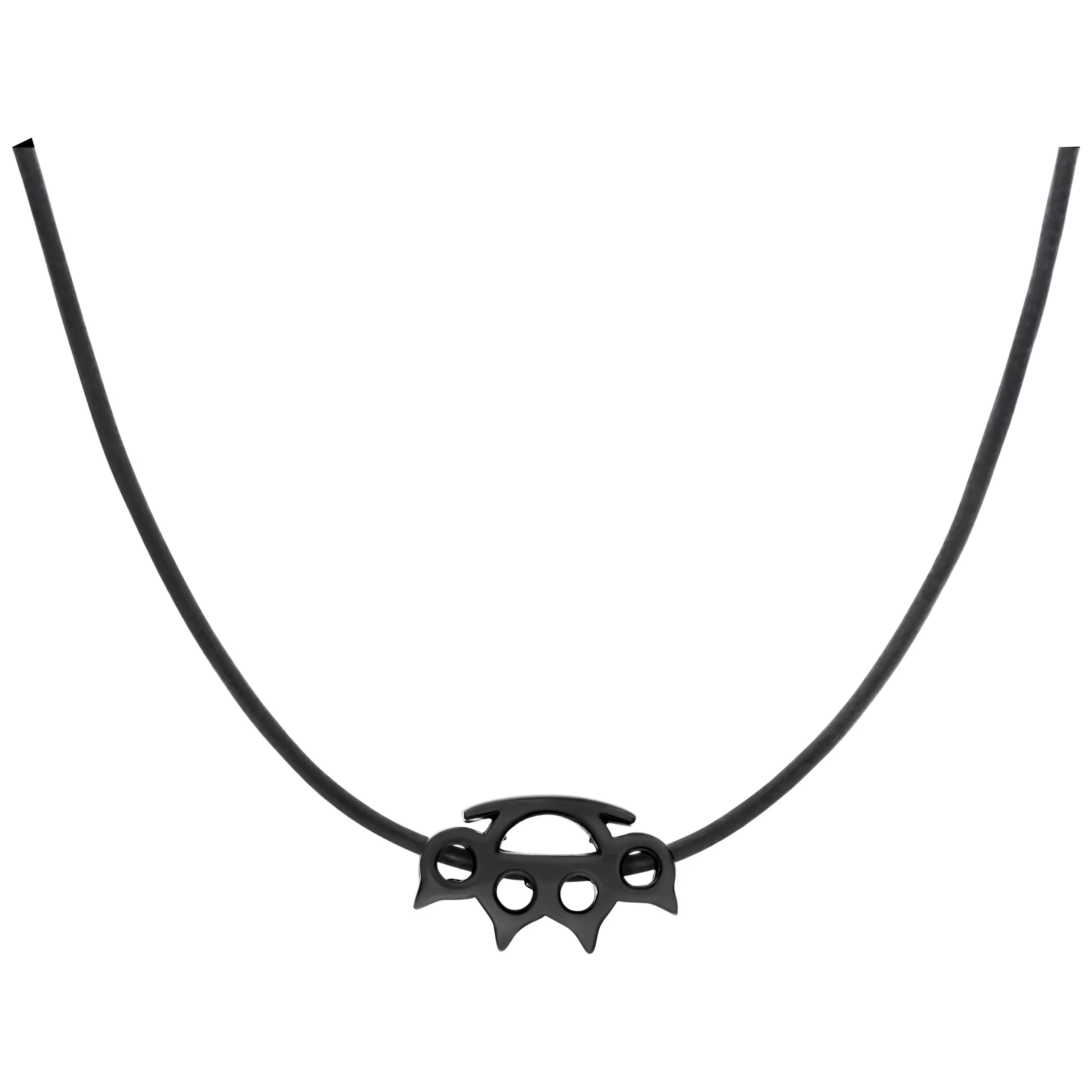 5FDP Charm Halskette aus Leder Schwarze 5FDP Halskette mit Lederband auf weißem Hintergrund