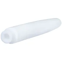 Weißer PTFE Dehnstab für Piercings Weißer PTFE Dehnstab zur Verwendung bei Ohrpiercings auf weißem Hintergrund