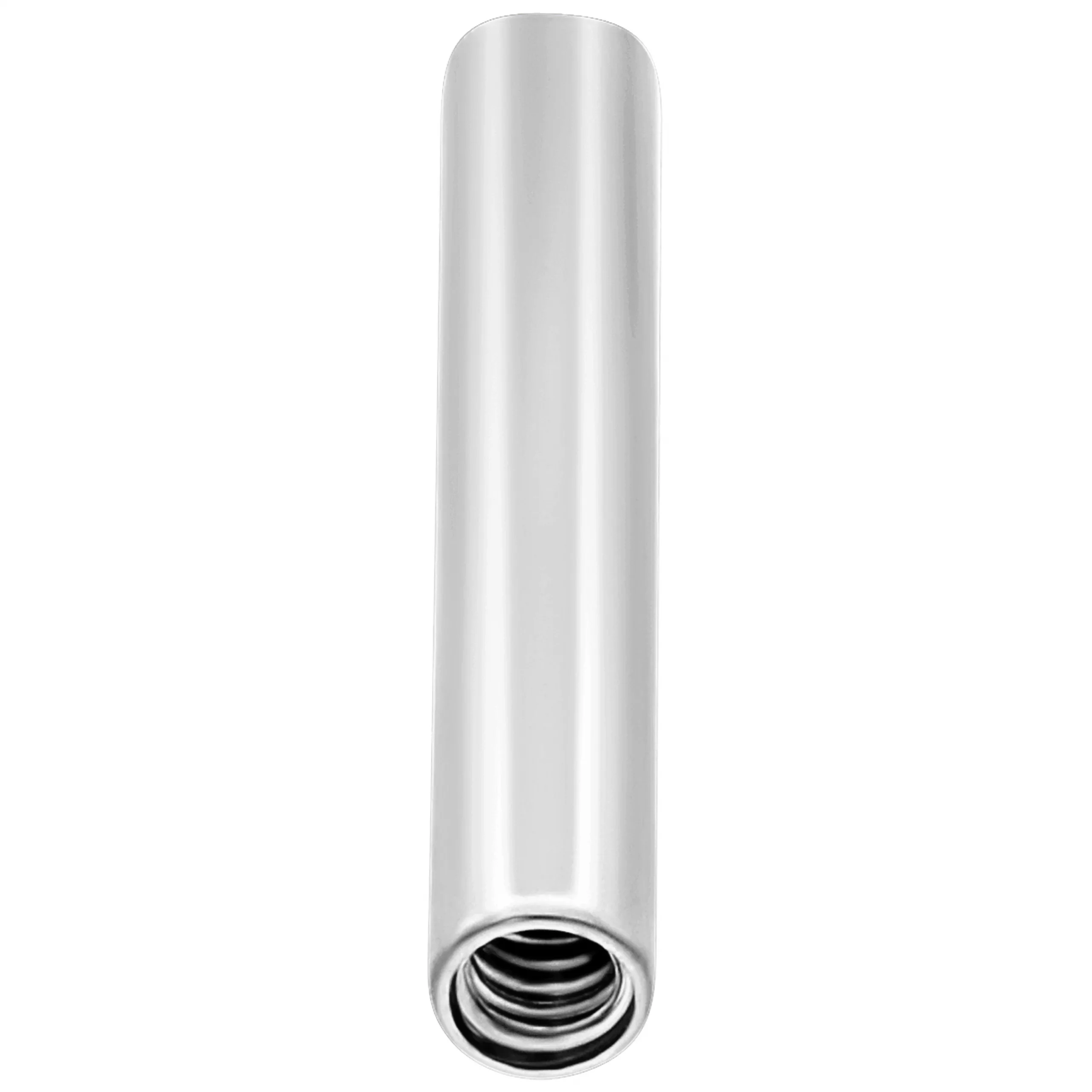 Silberner Titan Piercingstab mit Innengewinde Gerader silberner Piercingstab aus Titan mit Innengewinde vor weißem Hintergrund