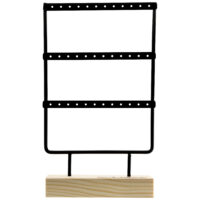 Schwarzes Display für Little Hoops von Wildcat Schwarzes Metall-Display mit Holzsockel für Ohrringe, freistehend