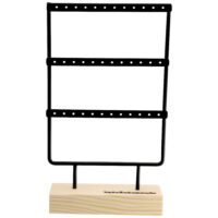 Schwarzes Display für Little Hoops Schwarzes Metall-Display auf hellem Holzsockel mit drei Reihen