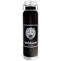Schwarze Wildcat Vakuum Isolierflasche Schwarze Vakuum Isolierflasche mit Wildcat Logo auf weißem Hintergrund