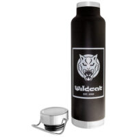 Schwarze Wildcat Vakuum Isolierflasche Schwarze Vakuum Isolierflasche mit Wildcat Logo auf weißem Hintergrund