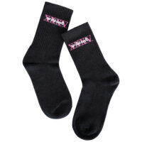 Schwarze Wild Socks XXXV, Größe 36-40 Schwarze Socken mit pinkem Wildcat Logo auf weißem Hintergrund, Größe 36-40