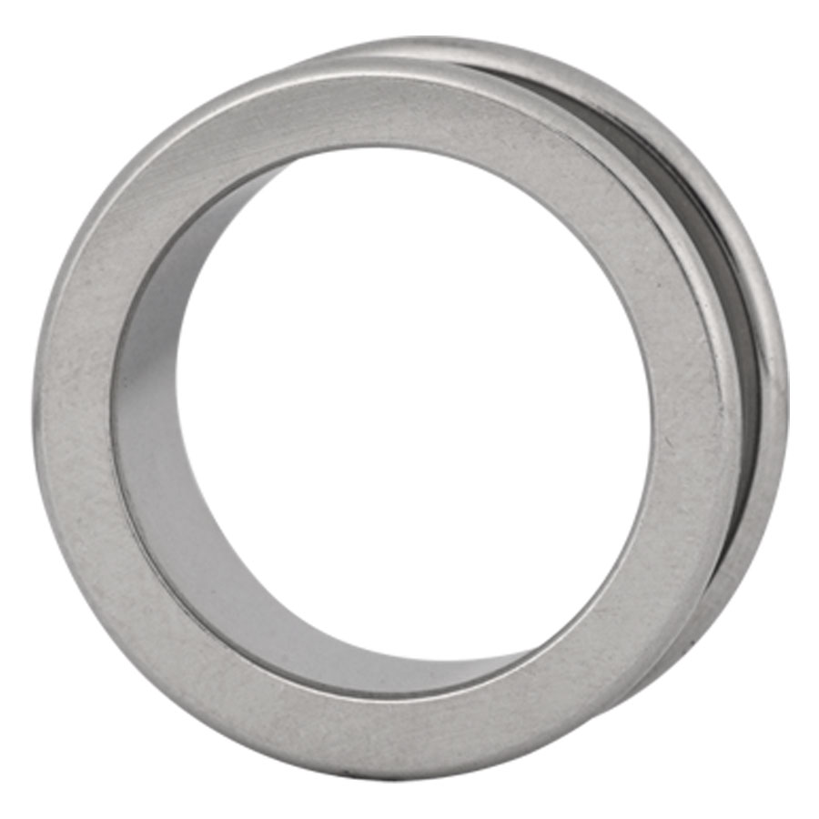 Silberner Flesh Tunnel 9,0 mm Silberner Flesh Tunnel aus Chirurgenstahl, 9,0 mm Größe, auf weißem Hintergrund