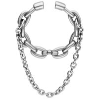 Silberne Double Chain Ohrgewichte aus Chirurgenstahl Silberne Double Chain Ohrgewichte aus Chirurgenstahl auf weißem Hintergrund
