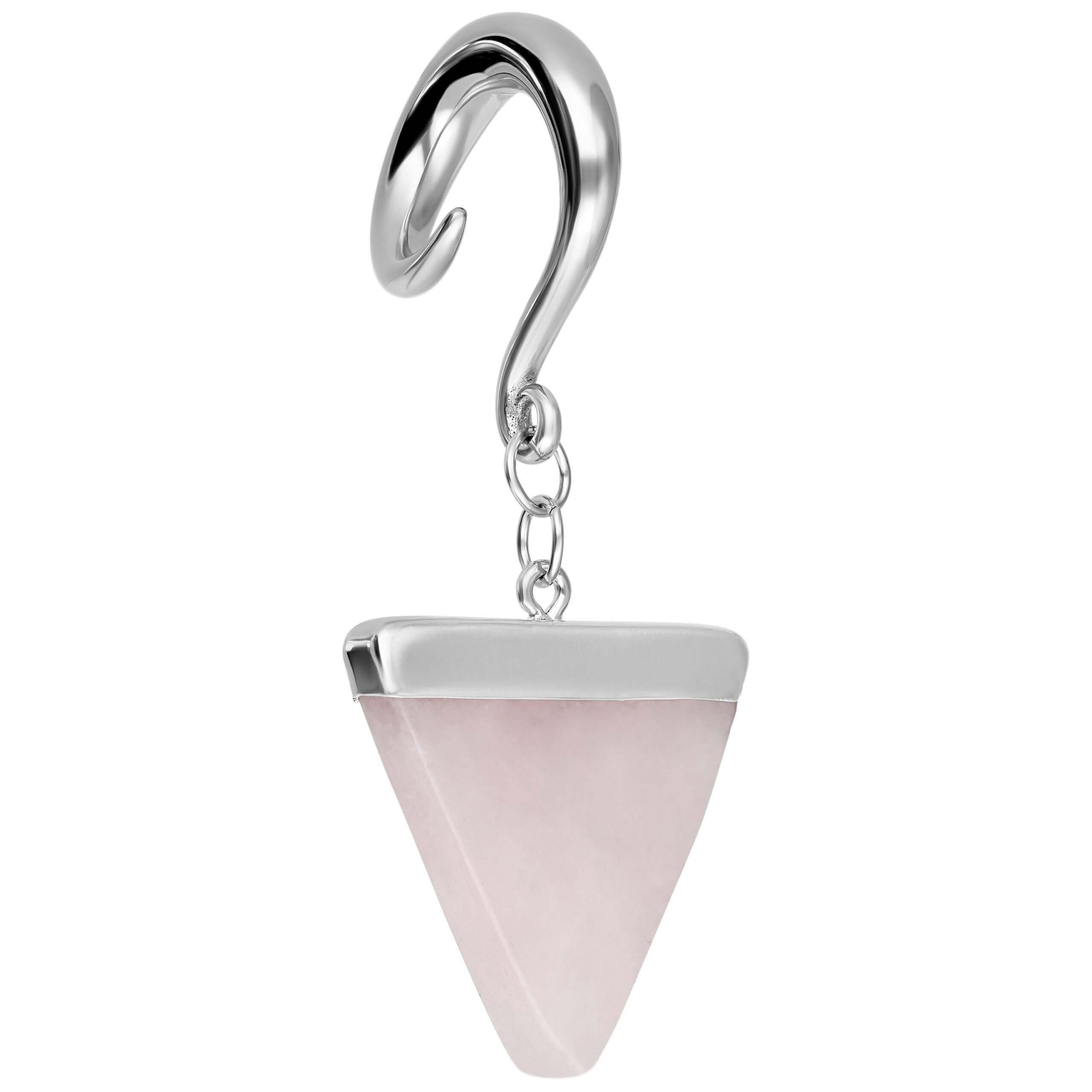 Rose Triangle Ohrgewicht Silberfarben Silberfarbenes Ohrgewicht in Dreiecksform mit Haken und Kette