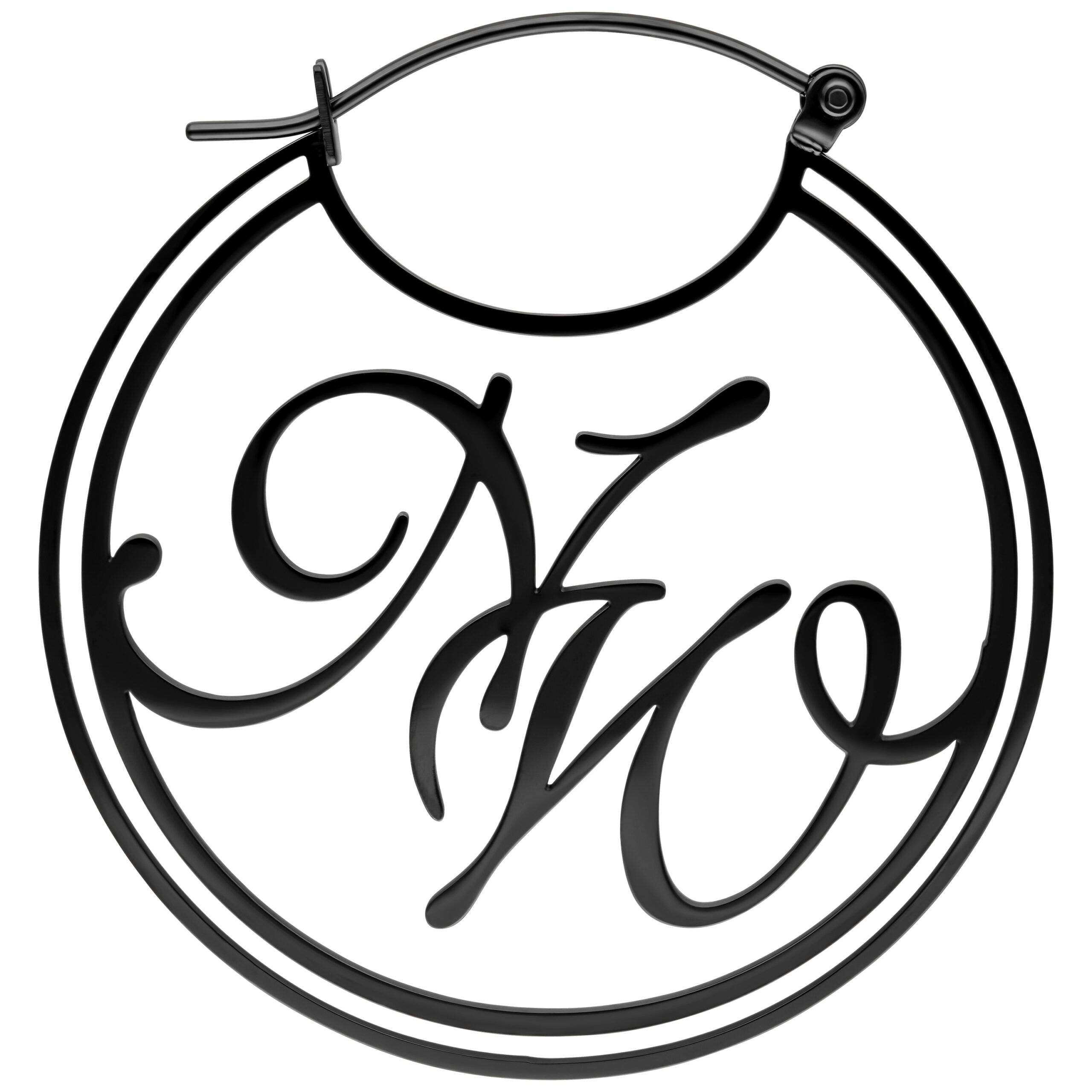 Schwarze Nightwish Logo Creolen Schwarze Creolen mit Nightwish Logo auf weißem Hintergrund