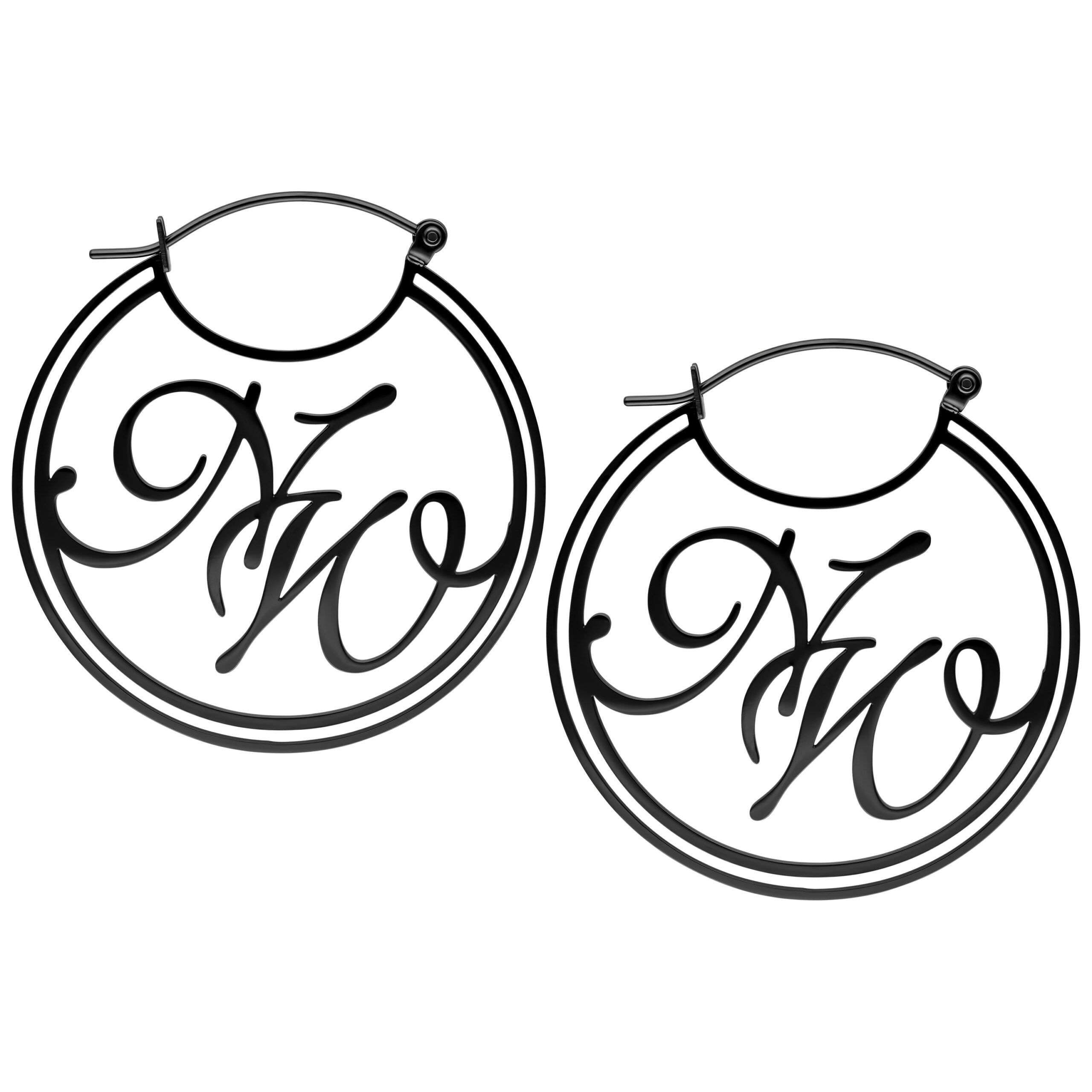 Nightwish Schwarze Logo Creolen Schwarze Creolen mit Nightwish-Logo auf weißem Hintergrund