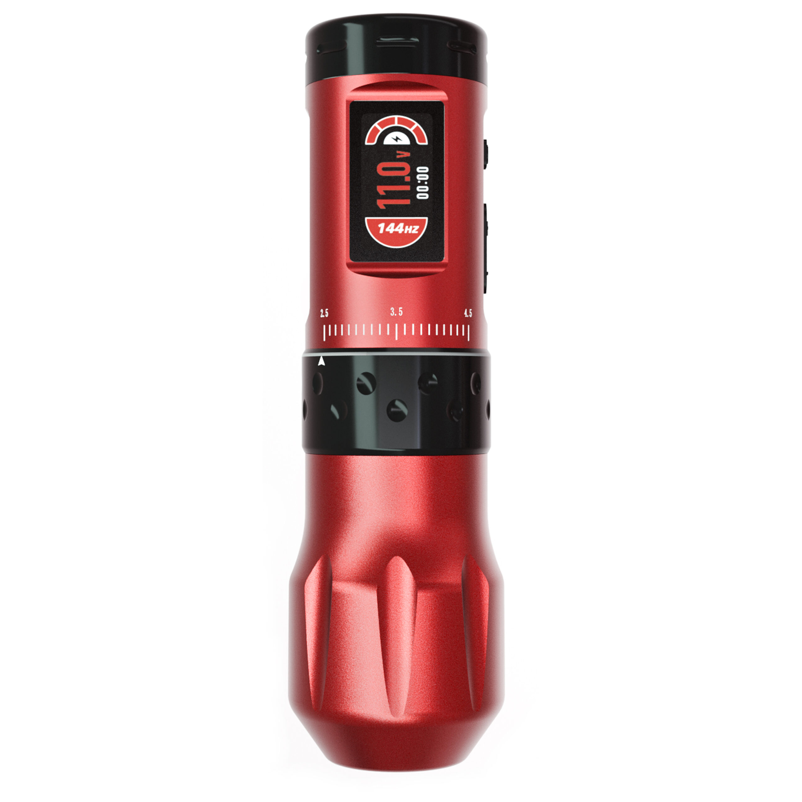 Rote Wireless Tattoo Pen Maschine mit Griff Rote kabellose Tattoo-Maschine mit schwarzem Griff auf weißem Hintergrund