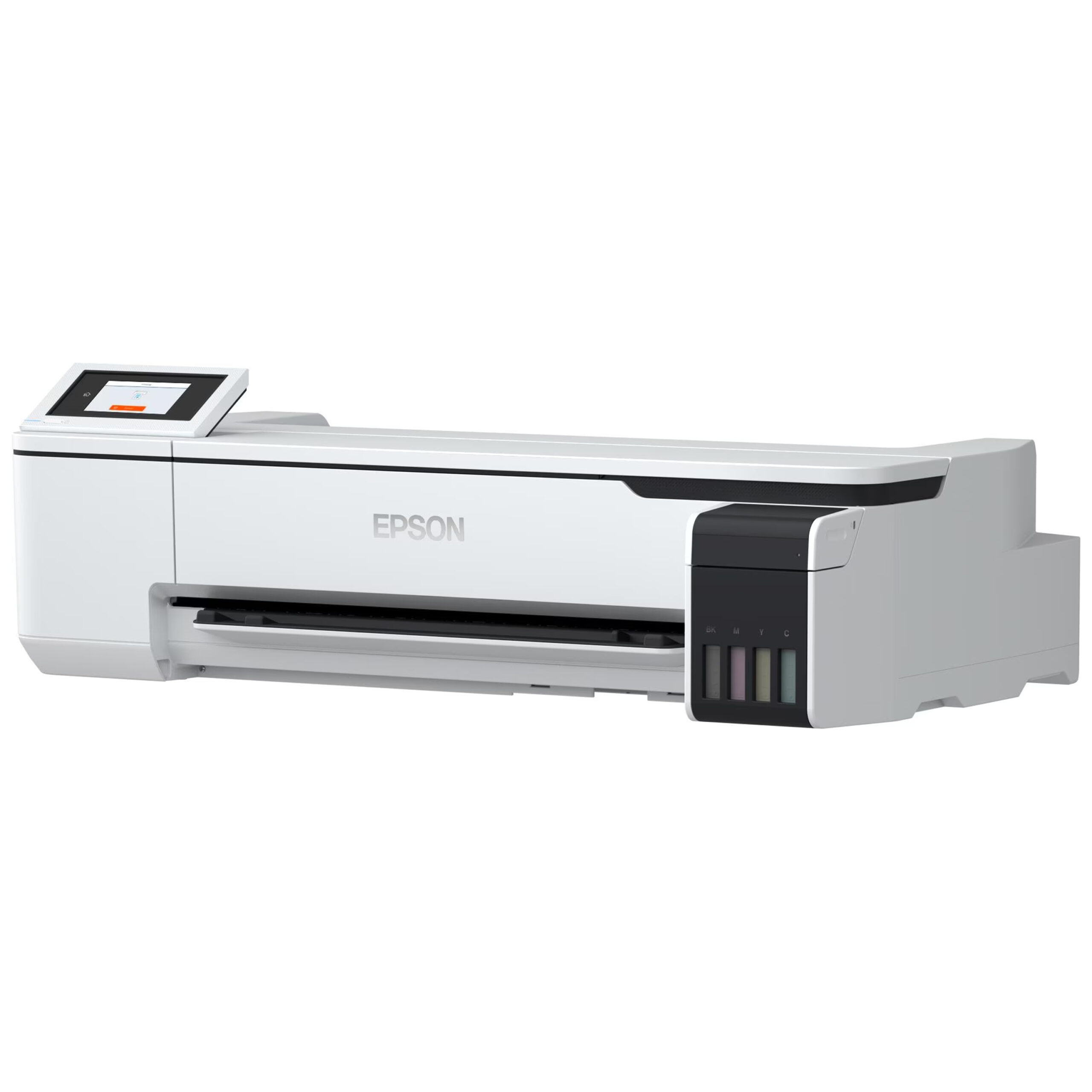 Weißer Epson SureColor SC-T3100x Drucker auf schlichtem Hintergrund