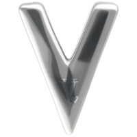 Verena Venus V Ohren-Sattel in Silber Silberner V-förmiger Ohren-Sattel aus PMMA auf weißem Hintergrund