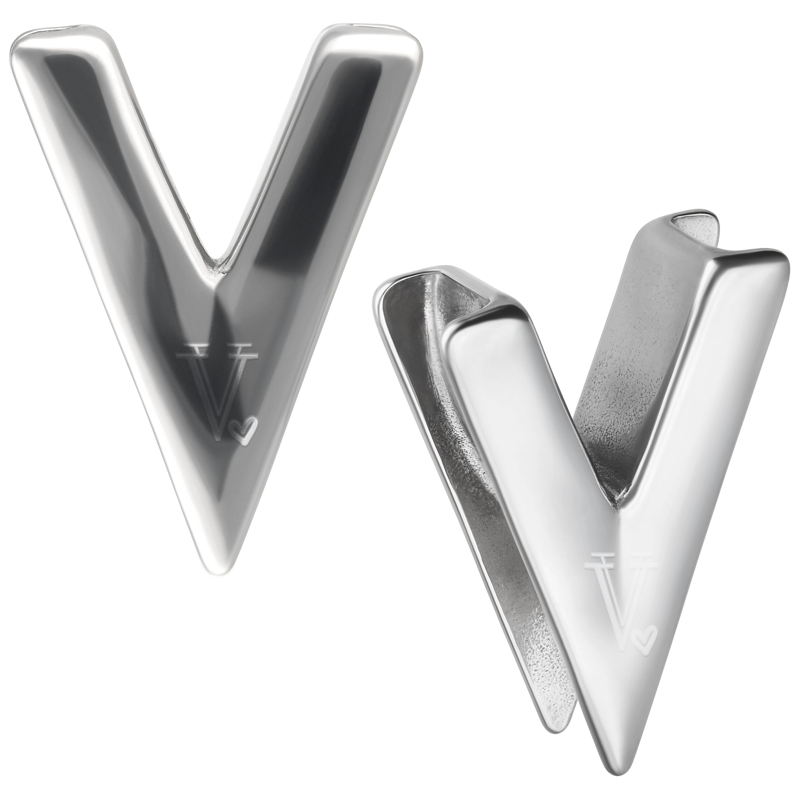 Verena Venus V Earsaddles in Silber Silberne Verena Venus V Earsaddles auf weißem Hintergrund