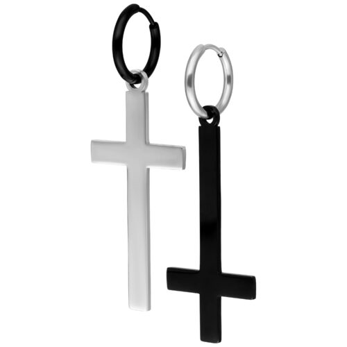 Verena Venus - Cross Hoops incl. Packaging - Silber/Schwarz