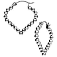 Silberne Bubble Polygon Hoops Ohrringe Silberne Bubble Polygon Hoops aus Chirurgenstahl auf weißem Hintergrund