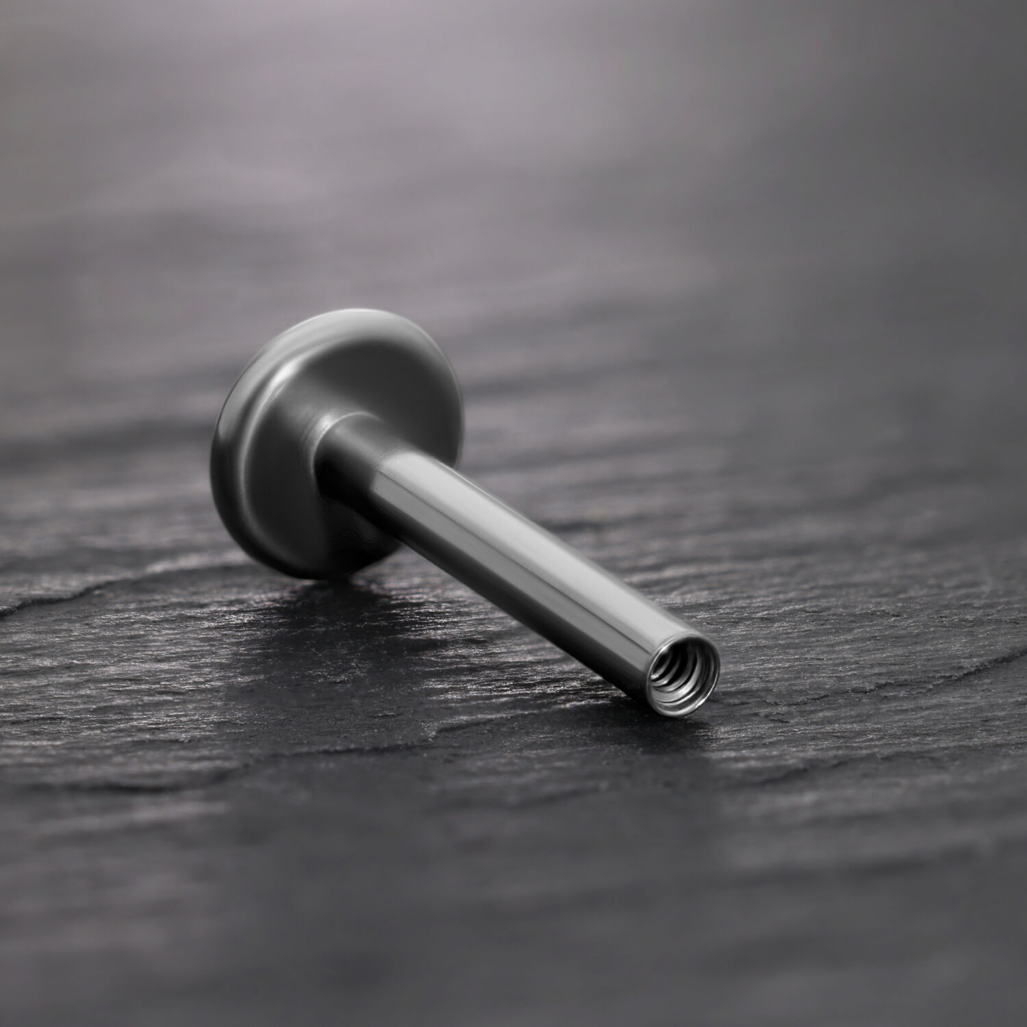 Titan Labret Stab mit Innengewinde, Schwarz Schwarzer Titan Labret Stab mit Innengewinde auf schwarzem Hintergrund
