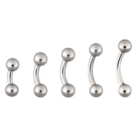 Silbernes Basic Bananabell Piercing Set Fünf silberne Bananabell Piercings aus Chirurgenstahl auf weißem Hintergrund