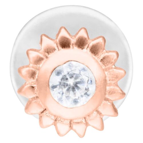 Roségoldenes Labret mit Kristall auf weißem Hintergrund