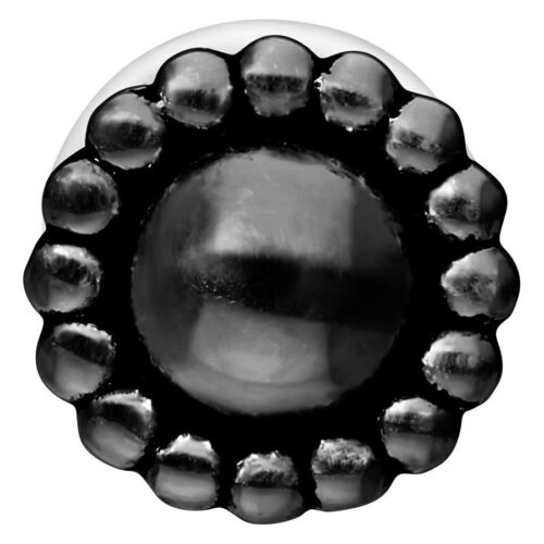 Schwarzes Nub Labret Push-Fit Piercing auf weißem Hintergrund