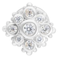 Silbernes Push-Fit Labret mit Kristallen Silbernes Labret mit funkelnden Kristallen auf weißem Hintergrund