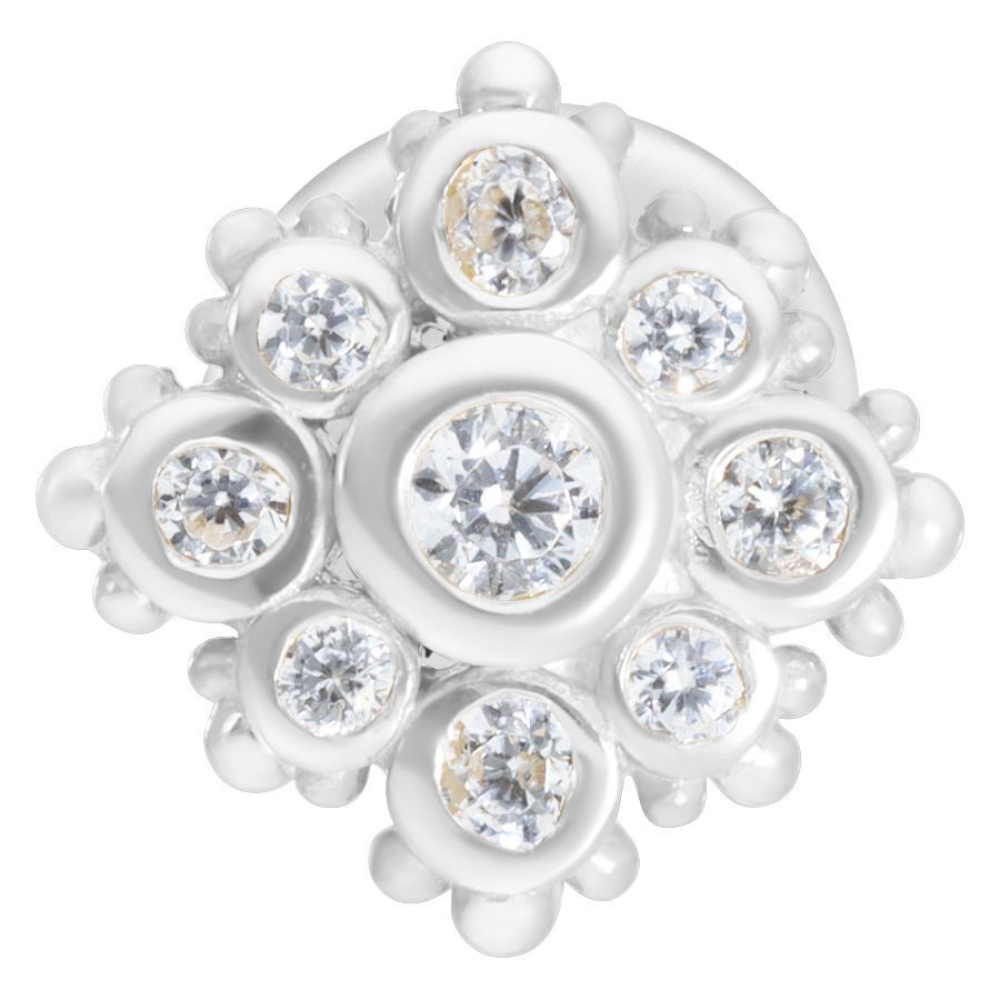 Silbernes Push-Fit Labret mit Kristallen Silbernes Labret mit funkelnden Kristallen auf weißem Hintergrund