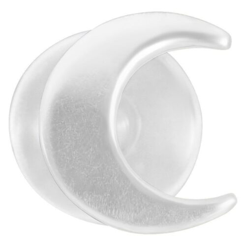 Silberfarbenes Moon Push-Fit Labret aus Bioplast auf weißem Hintergrund