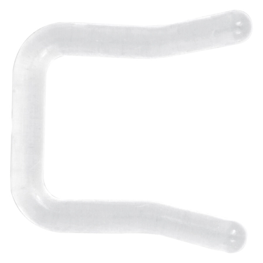 Transparenter Septum Keeper aus Bioplast Transparenter, gebogener Septum Keeper aus flexiblem Bioplast auf weißem Hintergrund