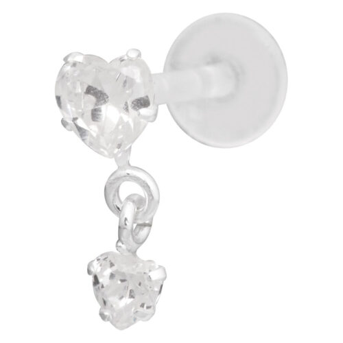 Hanging Crystal Heart Push-Fit Labret<!--63ecb649908a9-->