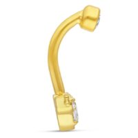 18K Gold Tiara Microbananabell mit Kristall Goldenes Microbananabell mit klarem Kristall auf weißem Hintergrund