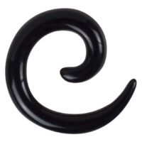 Schwarze Acryl Dehnspirale von Wildcat Schwarze, glänzende Dehnspirale aus PMMA auf weißem Hintergrund