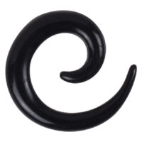 Schwarze Acryl Dehnspirale von Wildcat Schwarze Dehnspirale aus Acryl auf weißem Hintergrund