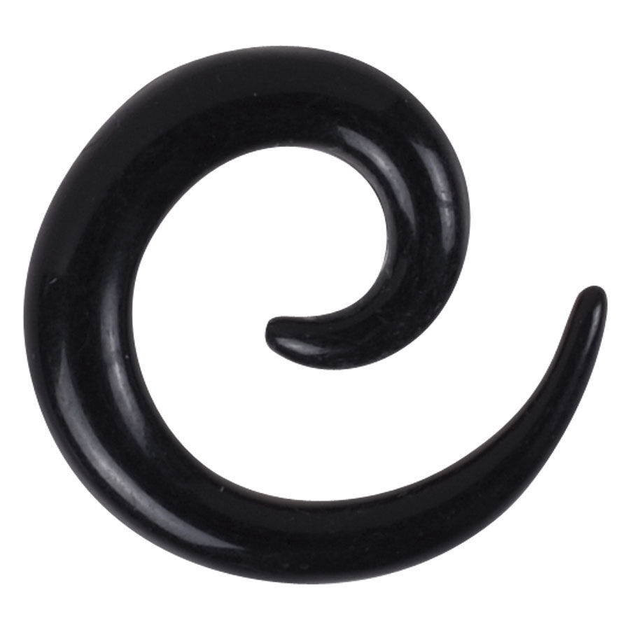 Schwarze Acryl Dehnspirale von Wildcat Schwarze Dehnspirale aus Acryl auf weißem Hintergrund
