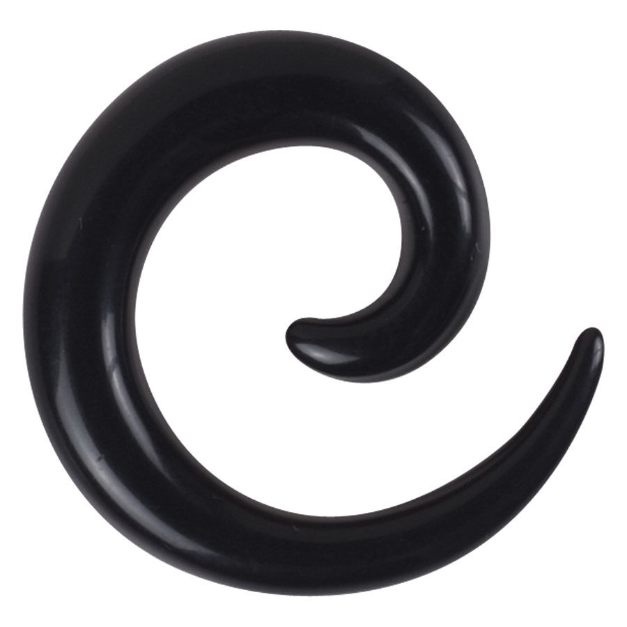 Schwarze Acryl Dehnspirale 5,0 mm Schwarze Acryl Dehnspirale, 5,0 mm, auf weißem Hintergrund