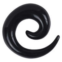 Schwarze Acryl Dehnspirale von Wildcat Schwarze spiralförmige Dehnspirale aus Acryl auf weißem Hintergrund