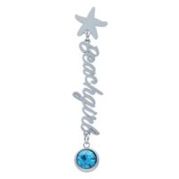 Silberne Beachgirl Ohrstecker mit Aquamarin Silberner Ohrstecker mit Beachgirl-Schriftzug und aquamarinblauem Kristall