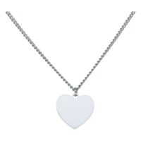 Silberne gravierbare Herz-Kette aus Stahl Silberne Kette mit gravierbarem Herzanhänger, neutraler Hintergrund