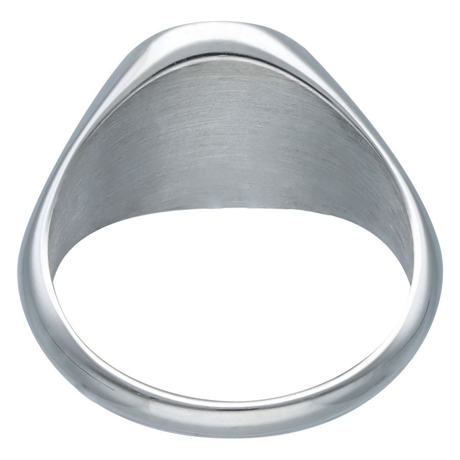 Silberner Gravierbarer Basic Ring Silberner Ring aus Chirurgenstahl 316L auf weißem Hintergrund