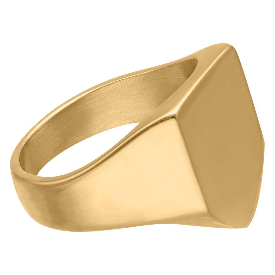 Goldener gravierbarer Basic Ring aus Chirurgenstahl Goldener Ring aus Chirurgenstahl 316L mit gravierbarer Fläche, seitliche Ansicht