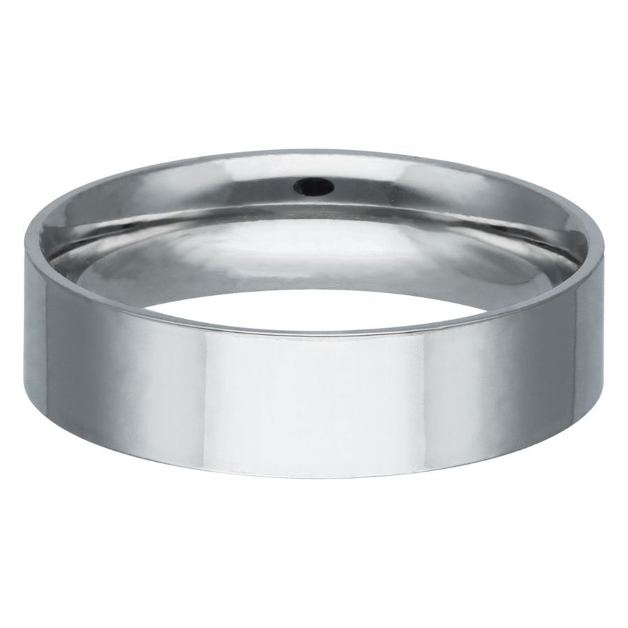 Gravierbarer Ring aus Chirurgenstahl, 6mm Silberner gravierbarer Basic Ring aus glänzendem Chirurgenstahl auf weißem Hintergrund