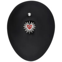 Silbernes Sacred Heart Barbell 10mm Silbernes Bananabell mit rotem Herz und Stacheldraht auf schwarzem Hintergrund