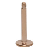 Roségold Labret aus Chirurgenstahl Roségoldenes Labret mit Außengewinde auf weißem Hintergrund