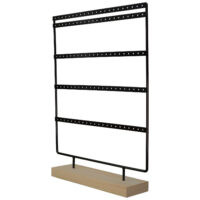 Schwarzes Display für Little Hoops von Wildcat Schwarzes Metall-Display für Ohrringe auf Holzsockel, freistehend