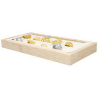 Schwarzer Ring Display von Wildcat Rechteckiger Ring Display aus Holz mit schwarzen Ringen auf beigem Hintergrund