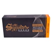 Round Liner Cartridges im schwarzen Karton Schwarze Verpackung mit goldener Aufschrift 'The Signature' und orangem Rand, auf weißem Hintergrund