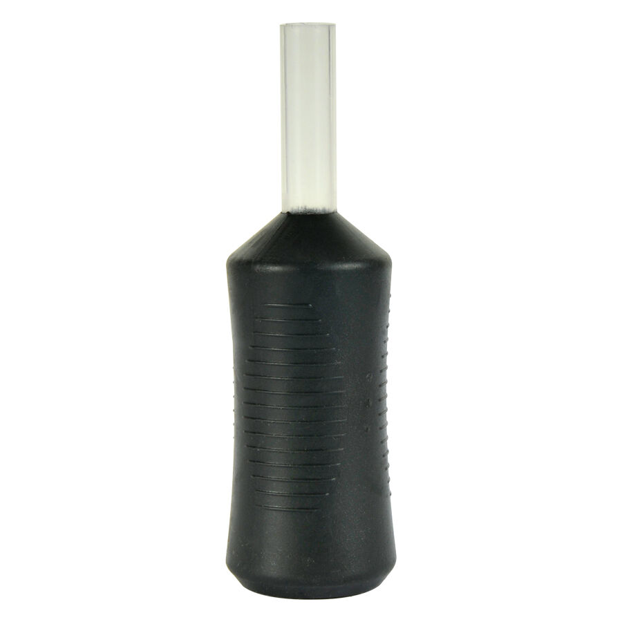 Schwarze Soft Gripped Cartridge 25mm Schwarze Hartgummi-Kartusche mit transparentem Griff auf weißem Hintergrund