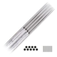 Magnum Long Taper Tattoonadeln Set 20 Stk Silberne Magnum Long Taper Tattoonadeln auf weißem Hintergrund