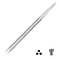 Runde Liner Lang Taper Tattoo Nadeln Packung Naheaufnahme von runden Liner Lang Taper Nadeln aus Chirurgenstahl auf weißem Hintergrund