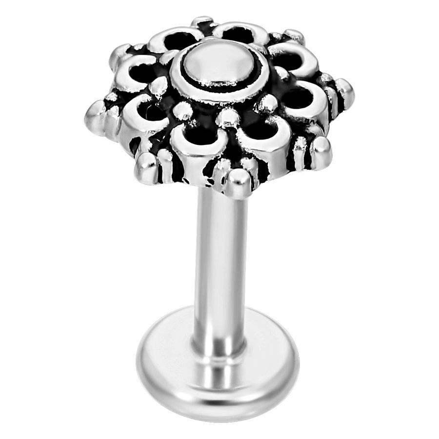 Silbernes Mandala Labret aus Chirurgenstahl Mandala Labret