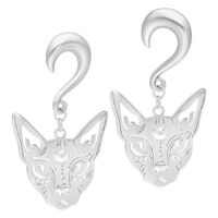 Silberne Sphynx Ohrgewichte aus Edelstahl Sphynx Ear Weights
