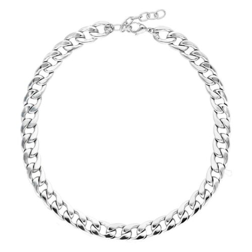 Silberne Chunky Kette aus Chirurgenstahl 316L auf weißem Hintergrund